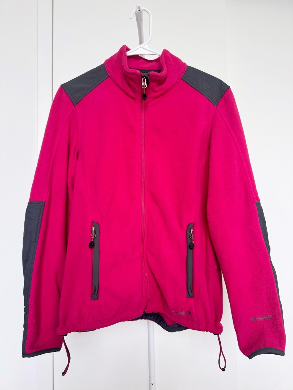 LLBean Pink Fleece Jacket Polartec Contrast Panels Barbiecore Ski Winter Outdoor